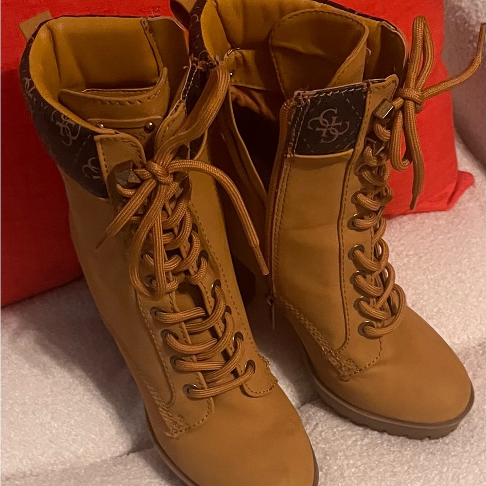 G by Guess Tan Lace-Up Boots